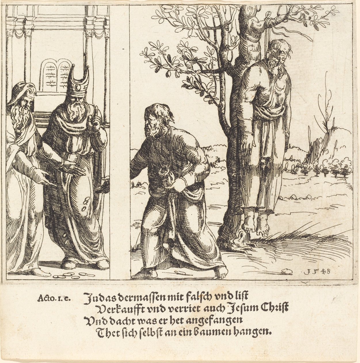 Judas lämnar tillbaka de trettio silverbitarna av Augustin Hirschvogel