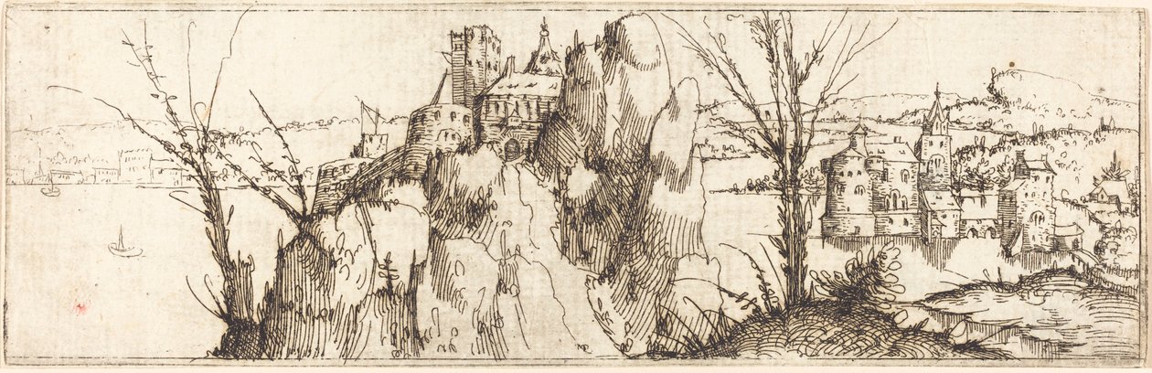 Landskap med en sjö. av Augustin Hirschvogel