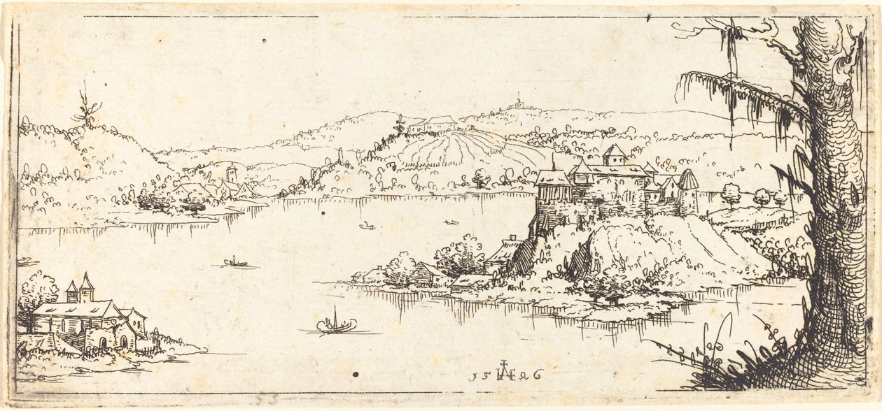 Landskap med en stor sjö i centrum, 1546. av Augustin Hirschvogel