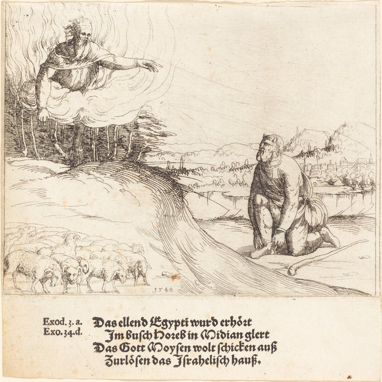 Moses och den brinnande busken, 1548. av Augustin Hirschvogel