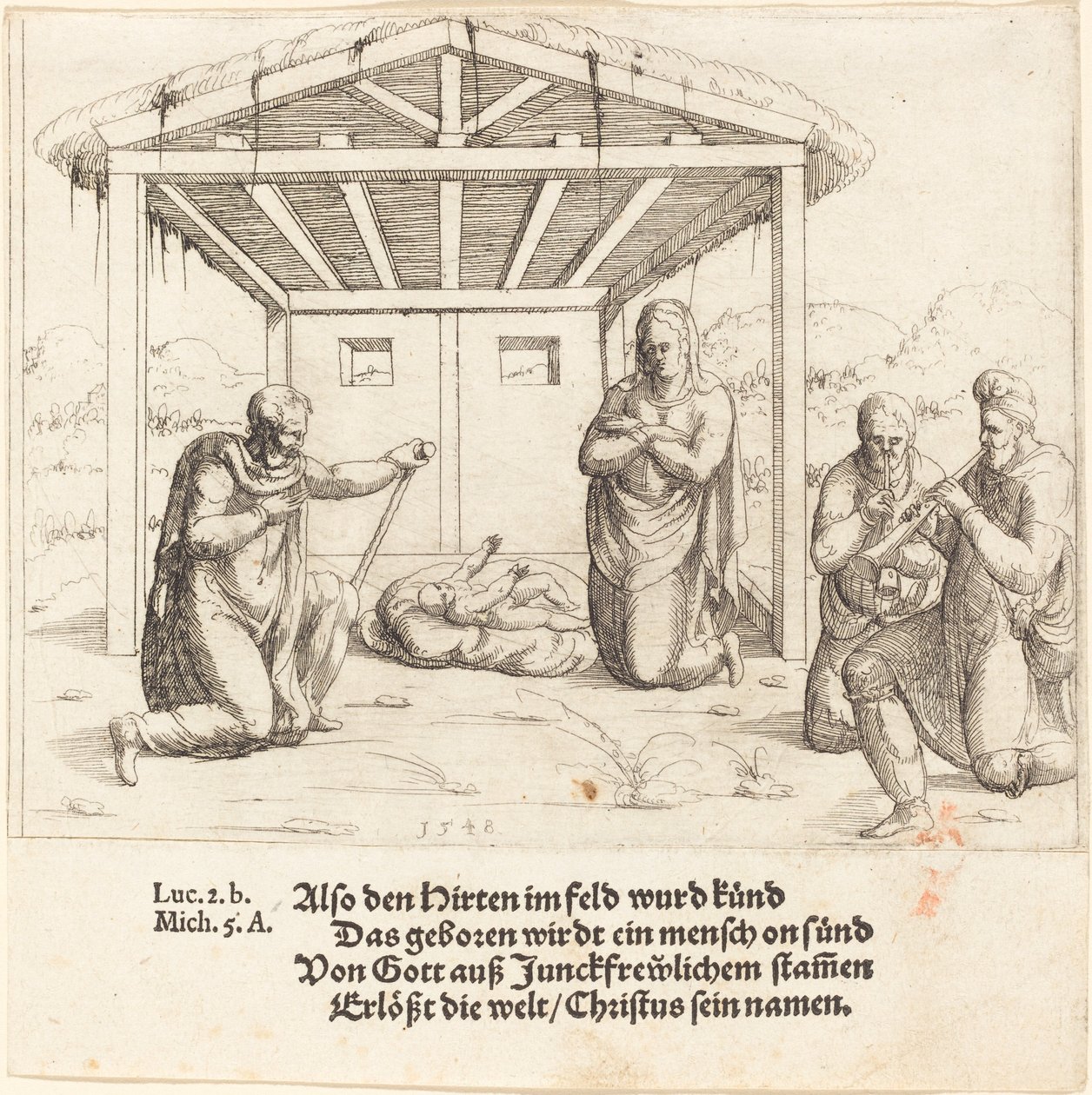 Tillbedjan av herdarna av Augustin Hirschvogel