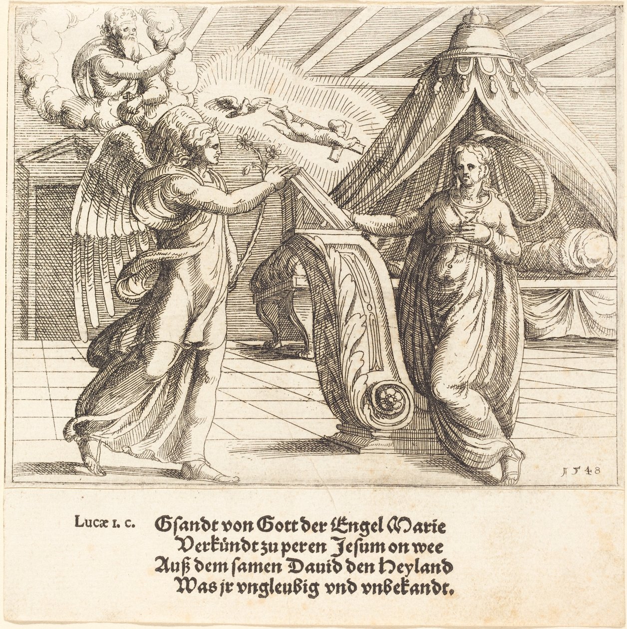 Bebådelsen, 1548. av Augustin Hirschvogel