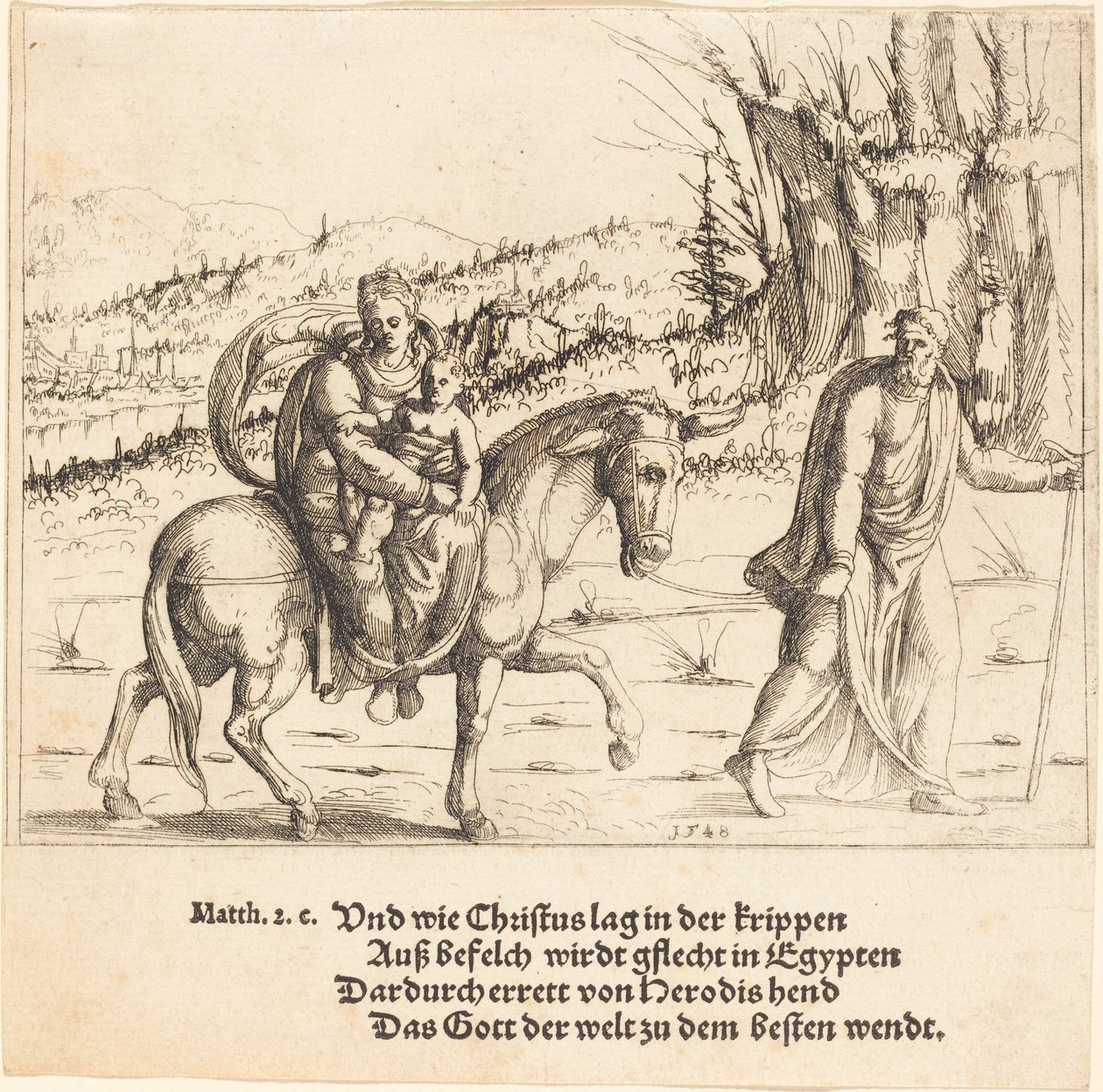 Flygningen till Egypten, 1548. av Augustin Hirschvogel