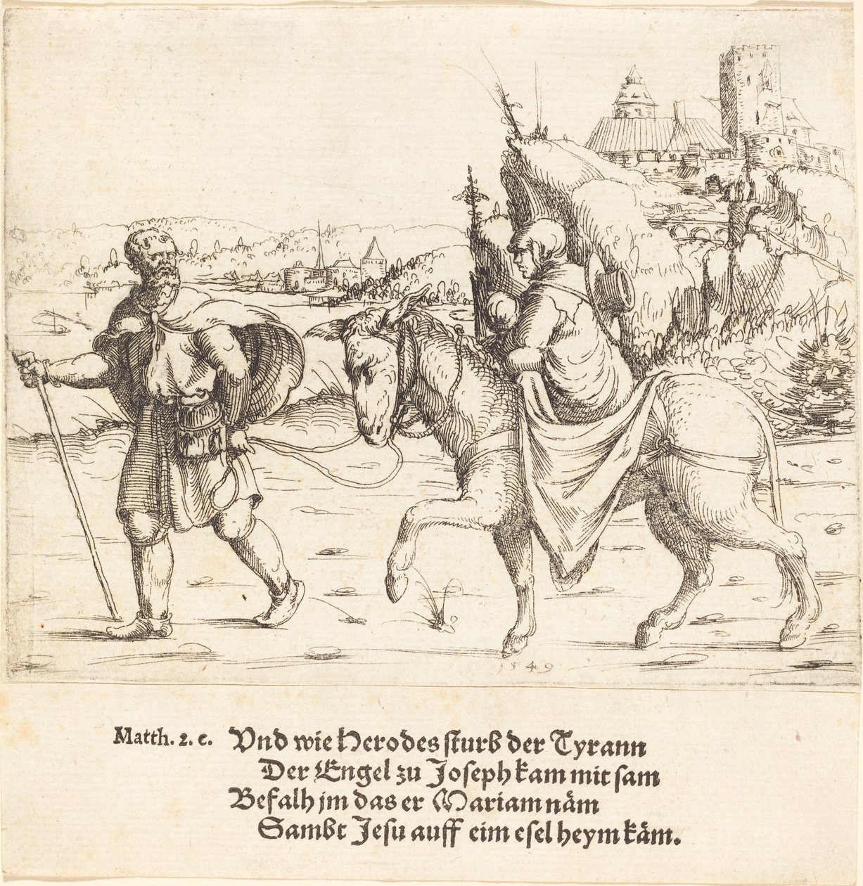 Den heliga familjen återvänder från Egypten, 1549. av Augustin Hirschvogel