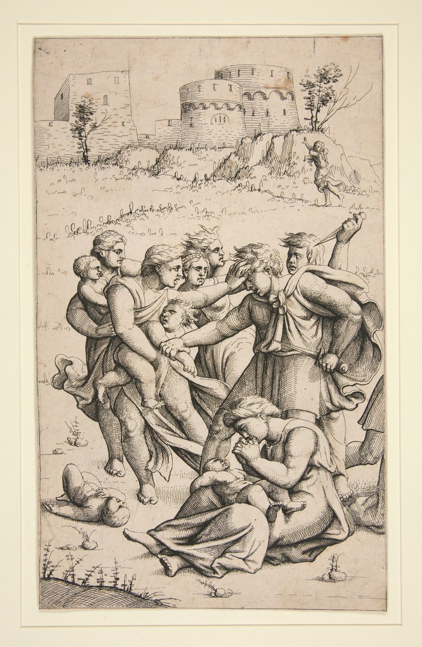 The Massacre of the Innocents (mittark från serie om 3 ark) av Augustin Hirschvogel