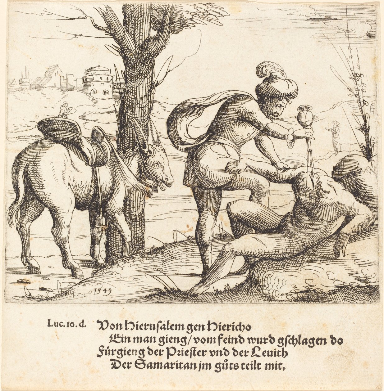 Liknelsen om den barmhärtige samariten, 1549. av Augustin Hirschvogel