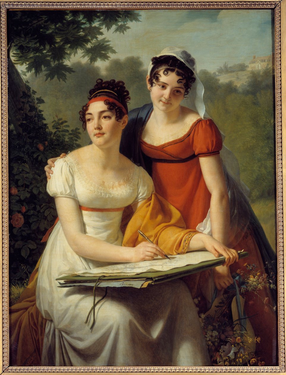 Porträtt av damerna Duval. Målning av Jacques Augustin Catherine (Jacques-Augustin-Catherine) Pajou (1766-1828) av Augustin Pajou