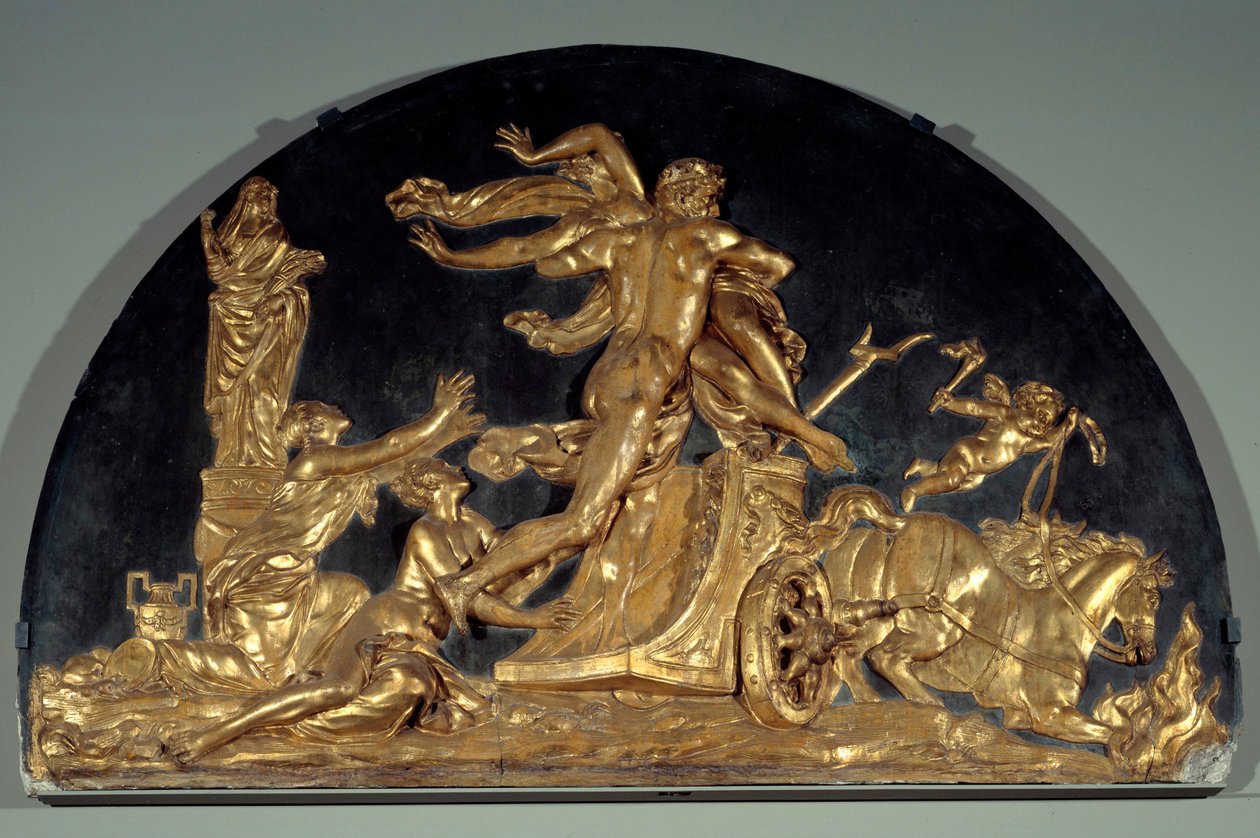 The Fire or Pluto Removing Proserpine Låg stuckaturrelief av Augustin Pajou av Augustin Pajou