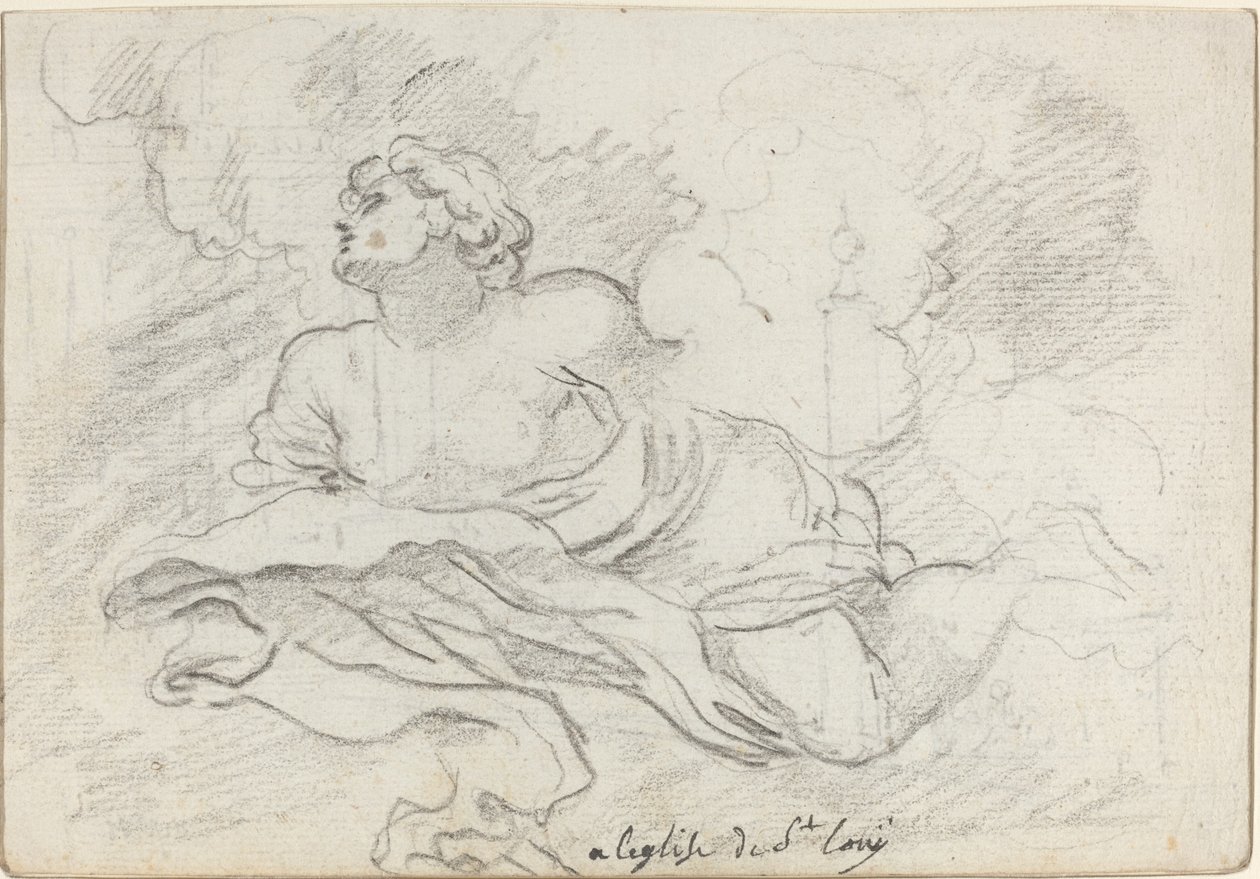 Ängel från antagandet [recto] av Augustin Pajou after Charles Mellin