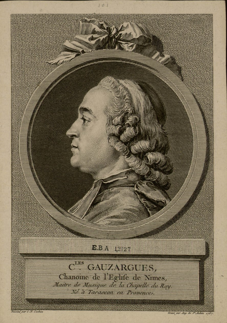 Porträtt av Charles Gauzargues 1725-1799, 1767. av Augustin Saint Aubin de