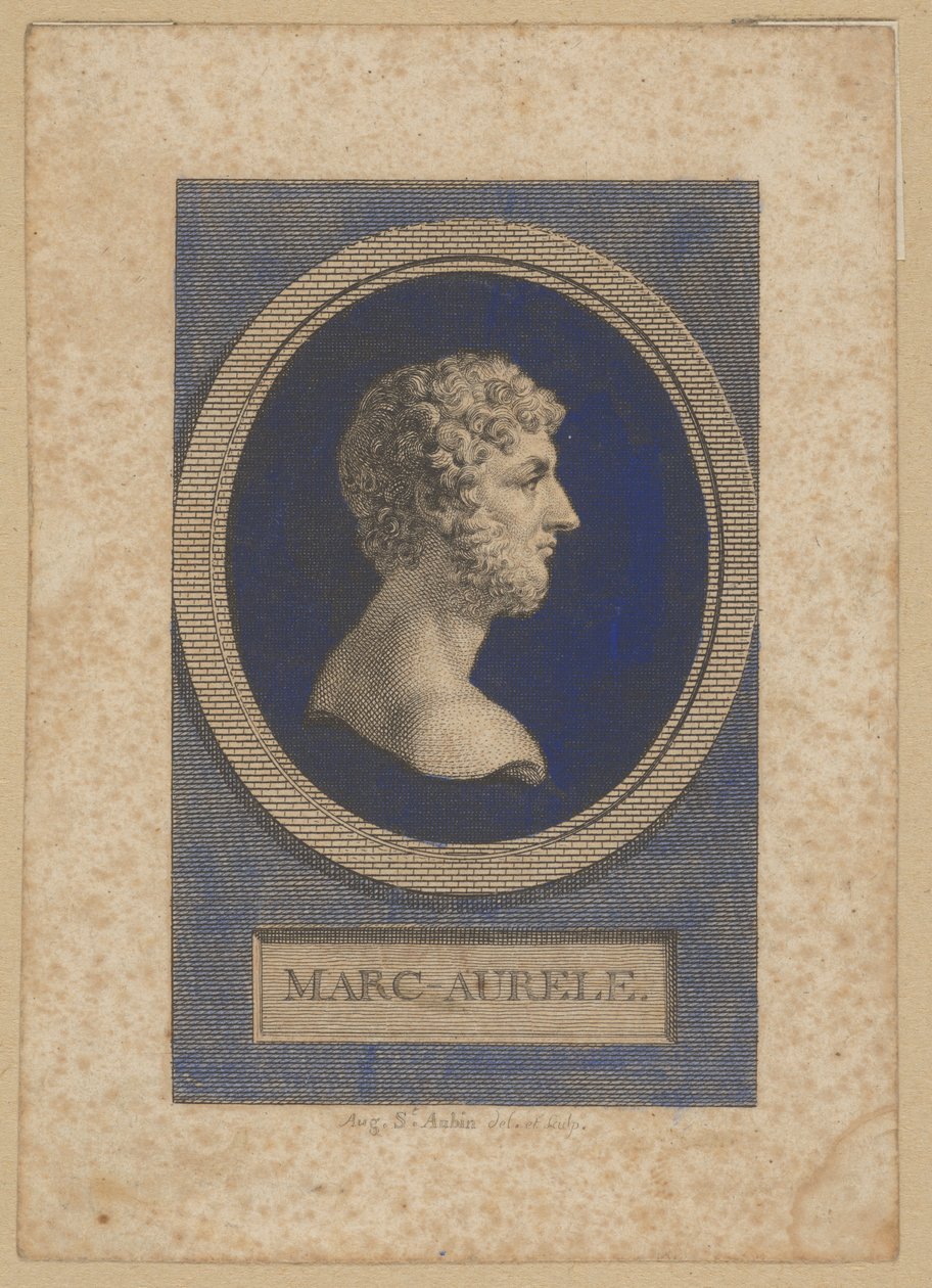 Marcus Aurelius Antoninus, romersk kejsare 161-180, författare och filosof (Marcus Aurelius Antoninus, Marcus Annius Aurelius Verus, 121 Rom - 180 Vindobona) av Augustin de Saint-Aubin
