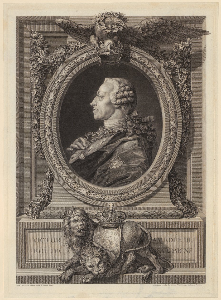 Porträtt av Viktor Amadeus III, kung av Sardinien av Augustin de Saint-Aubin