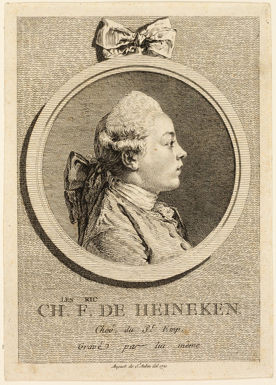 Porträtt av Charles Frederick de Heincken av Augustin de Saint-Aubin
