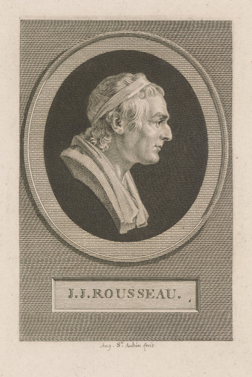 Porträtt av J. J. Rousseau av Augustin de Saint-Aubin