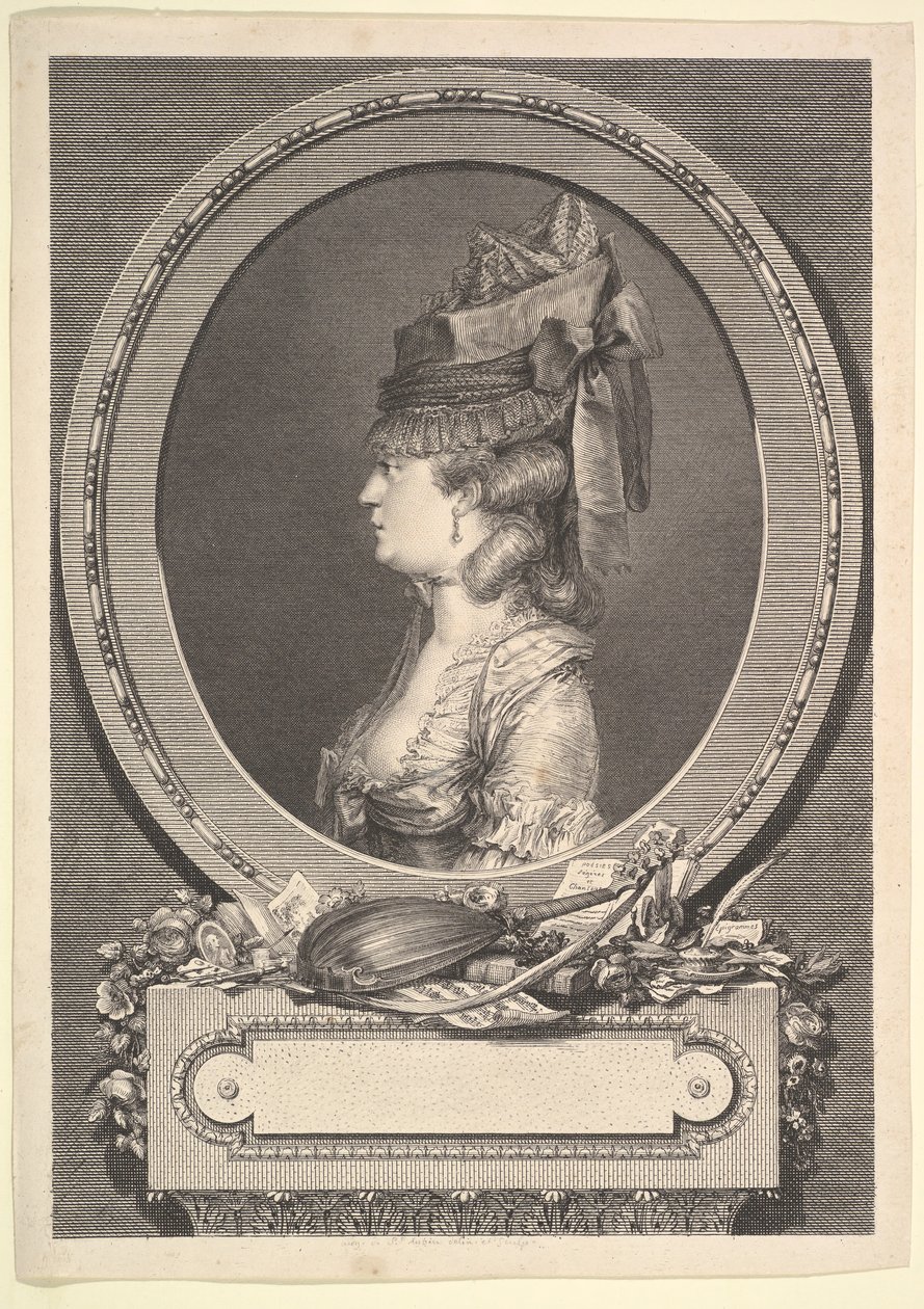 Porträtt av Adrienne-Sophie Marquise de ***, 1779. av Augustin de Saint Aubin