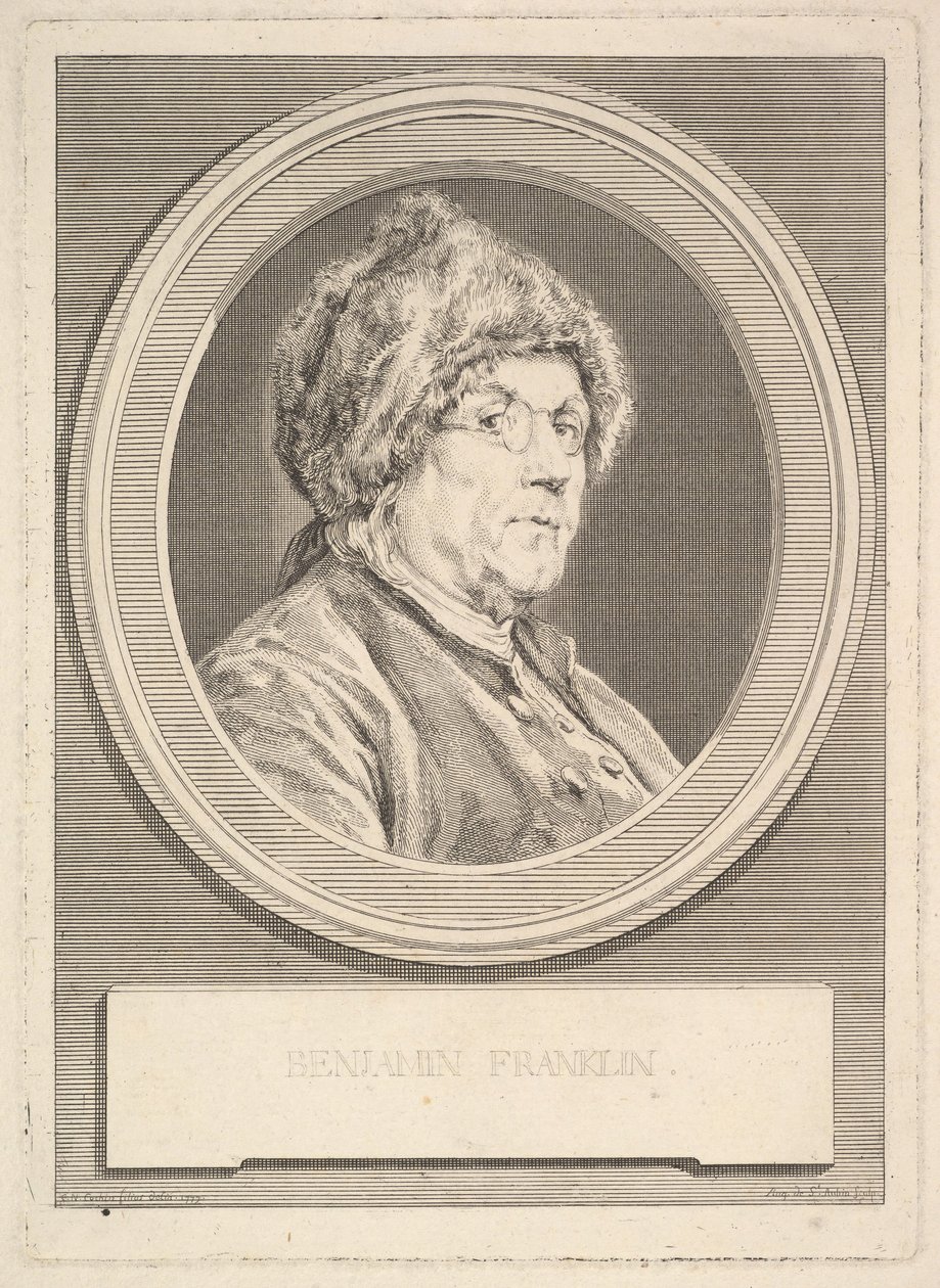 Porträtt av Benjamin Franklin, 1777. av Augustin de Saint Aubin