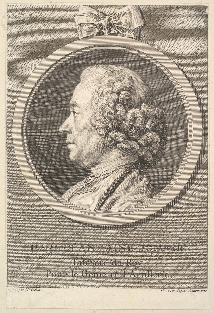 Porträtt av Charles-Antoine Jombert, 1770. av Augustin de Saint Aubin