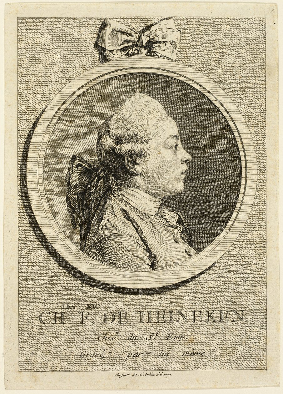 Porträtt av Charles Frederick de Heincken av Augustin de Saint Aubin