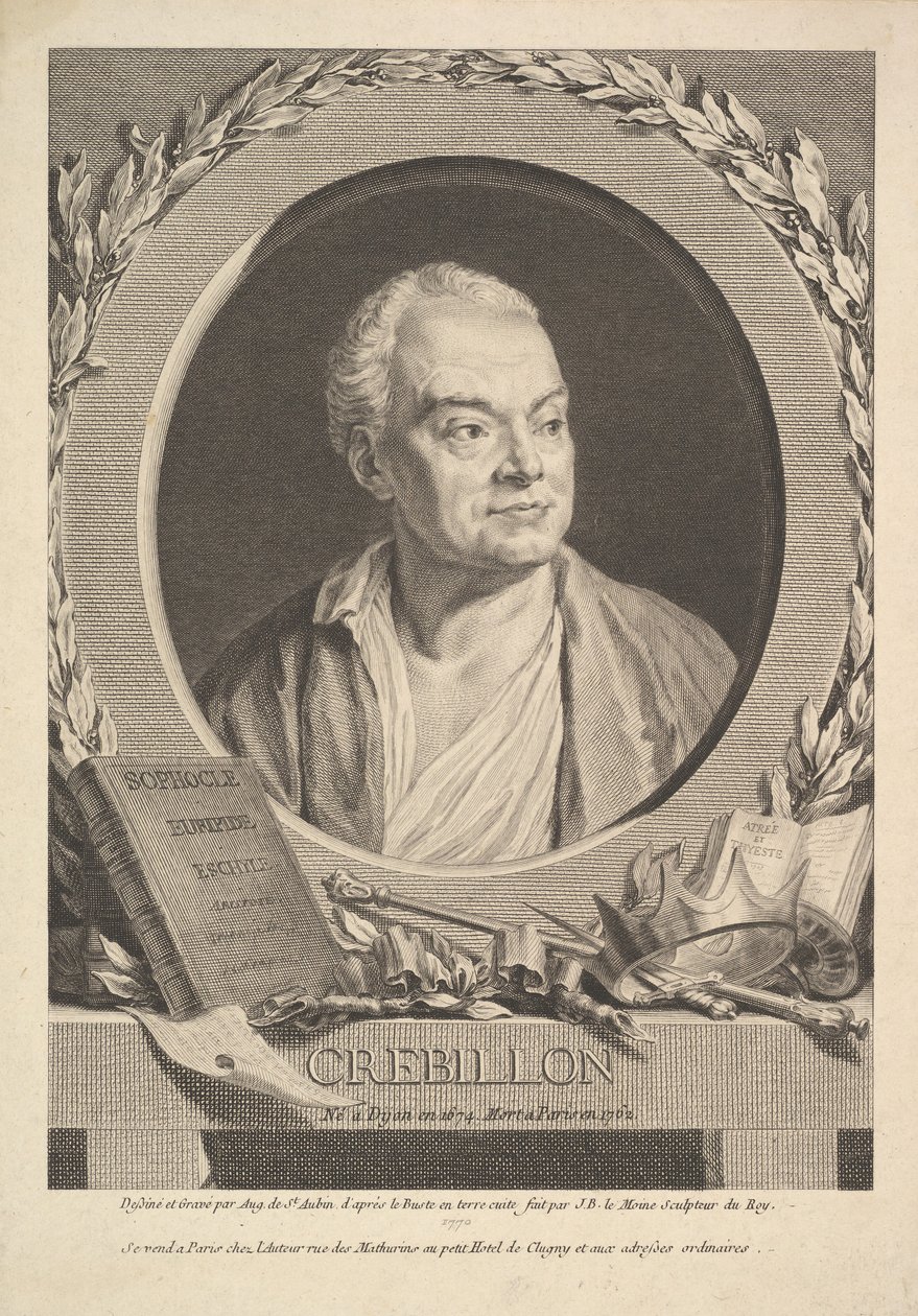 Porträtt av Crebillon, 1770. av Augustin de Saint Aubin