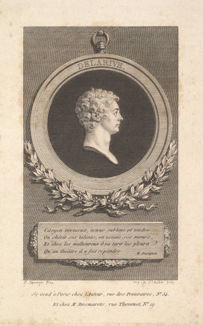 Porträtt av De Larive, 1785. av Augustin de Saint Aubin