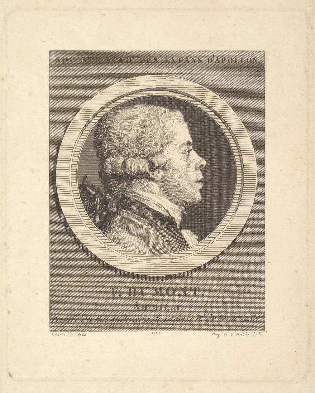 Porträtt av Francois Dumont, 1788. av Augustin de Saint Aubin