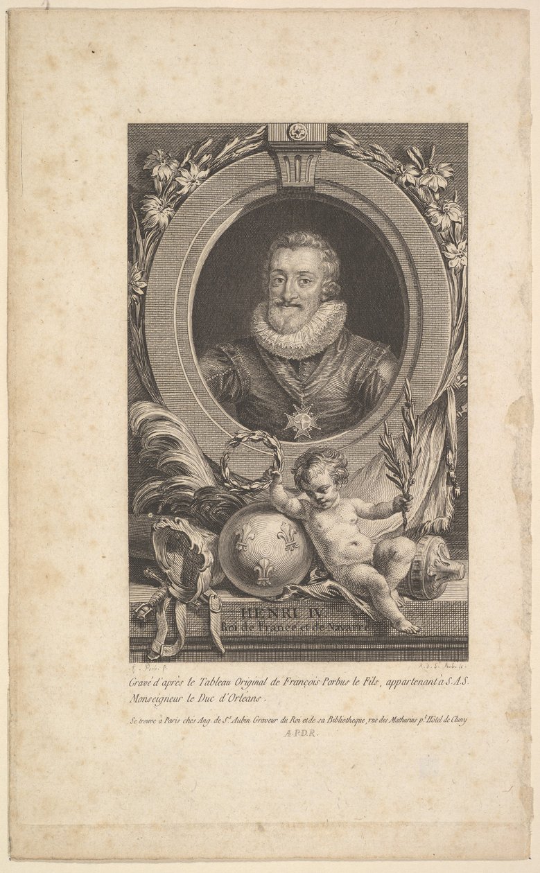 Porträtt av Henri IV, 1777. av Augustin de Saint Aubin