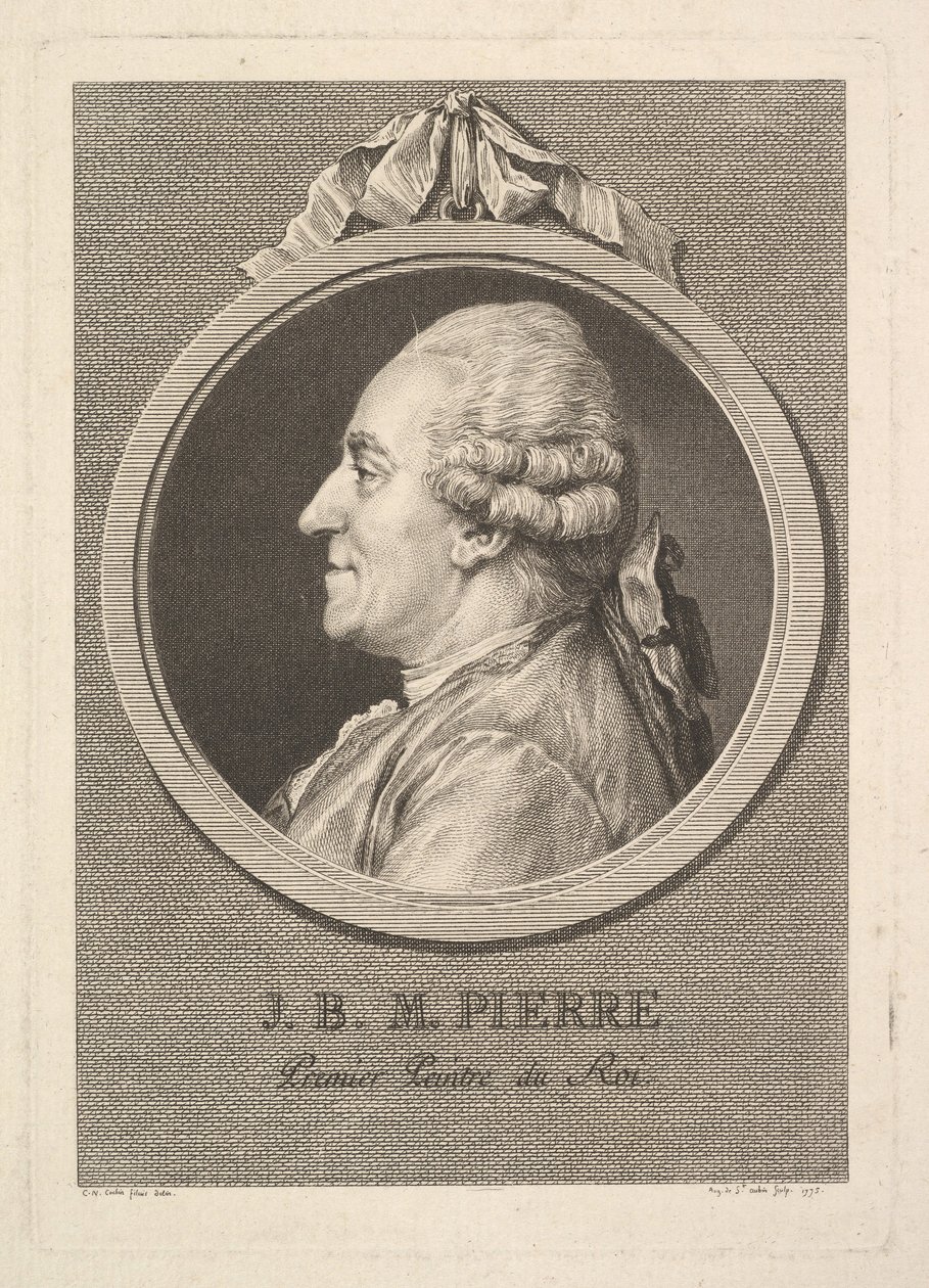 Porträtt av Jean-Baptiste-Marie Pierre, 1775. av Augustin de Saint Aubin