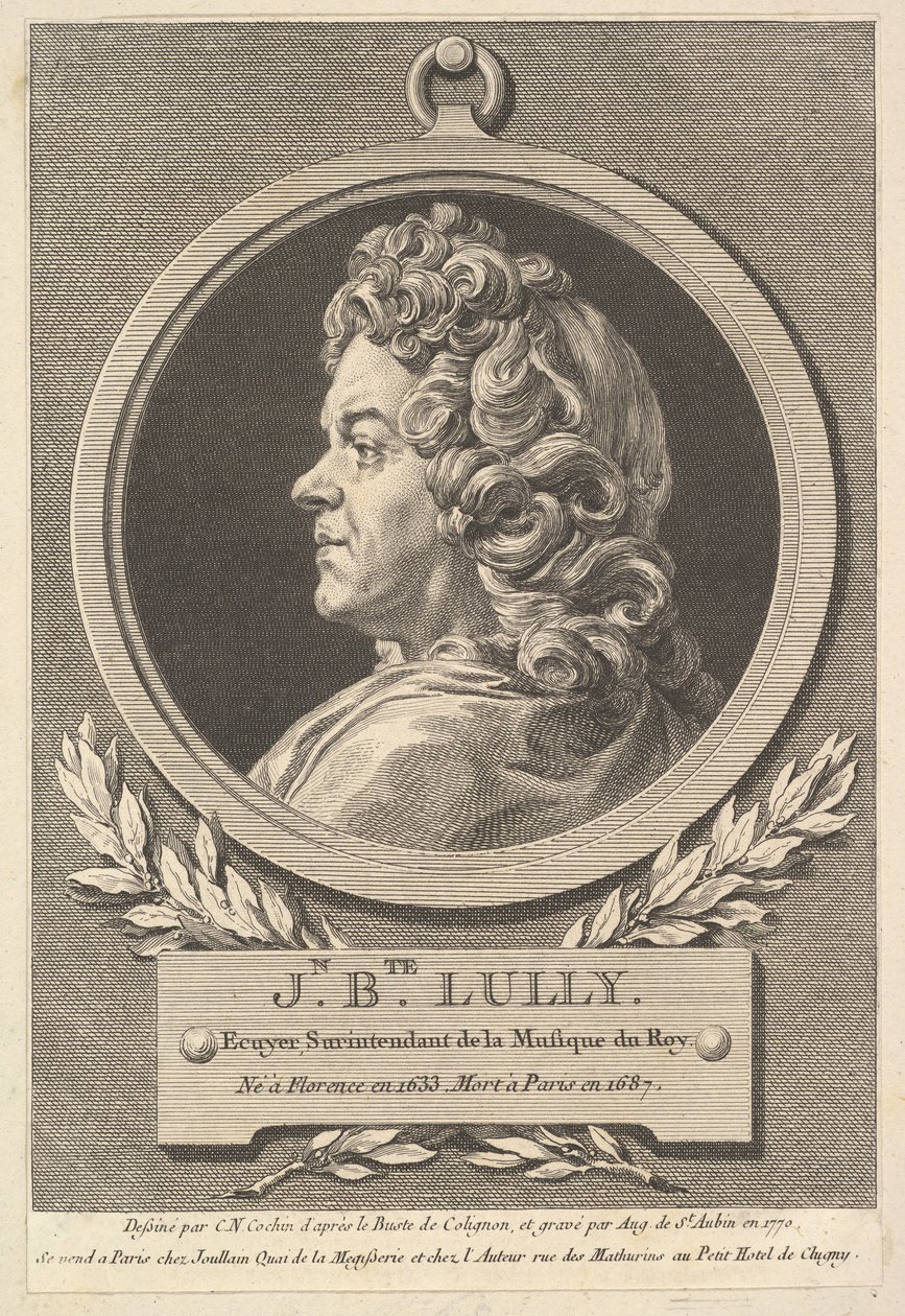 Porträtt av Jean-Baptiste Lully, 1770. av Augustin de Saint Aubin
