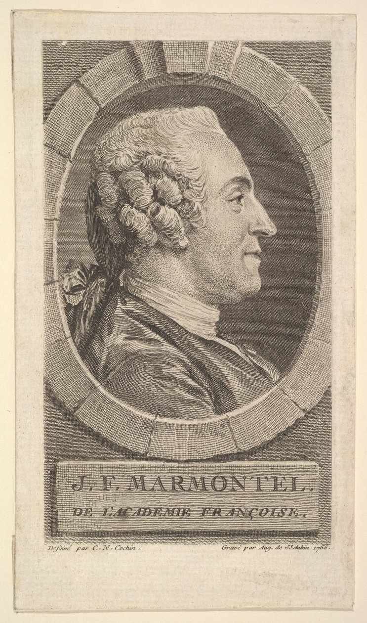 Porträtt av Jean-Francoise Marmontel, 1765. av Augustin de Saint Aubin