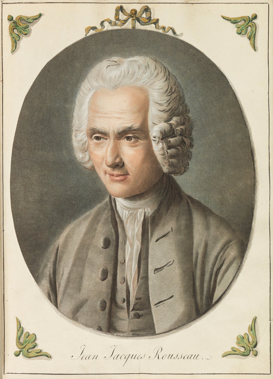 Porträtt av Jean-Jacques Rousseau 1712-1778, ca 1775. av Augustin de Saint Aubin