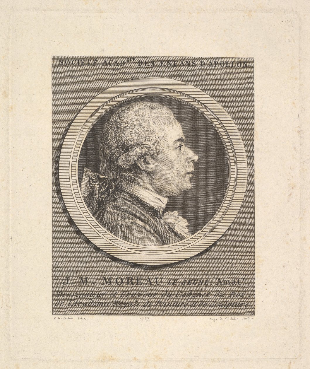 Porträtt av Jean-Michel Moreau, 1787. av Augustin de Saint Aubin
