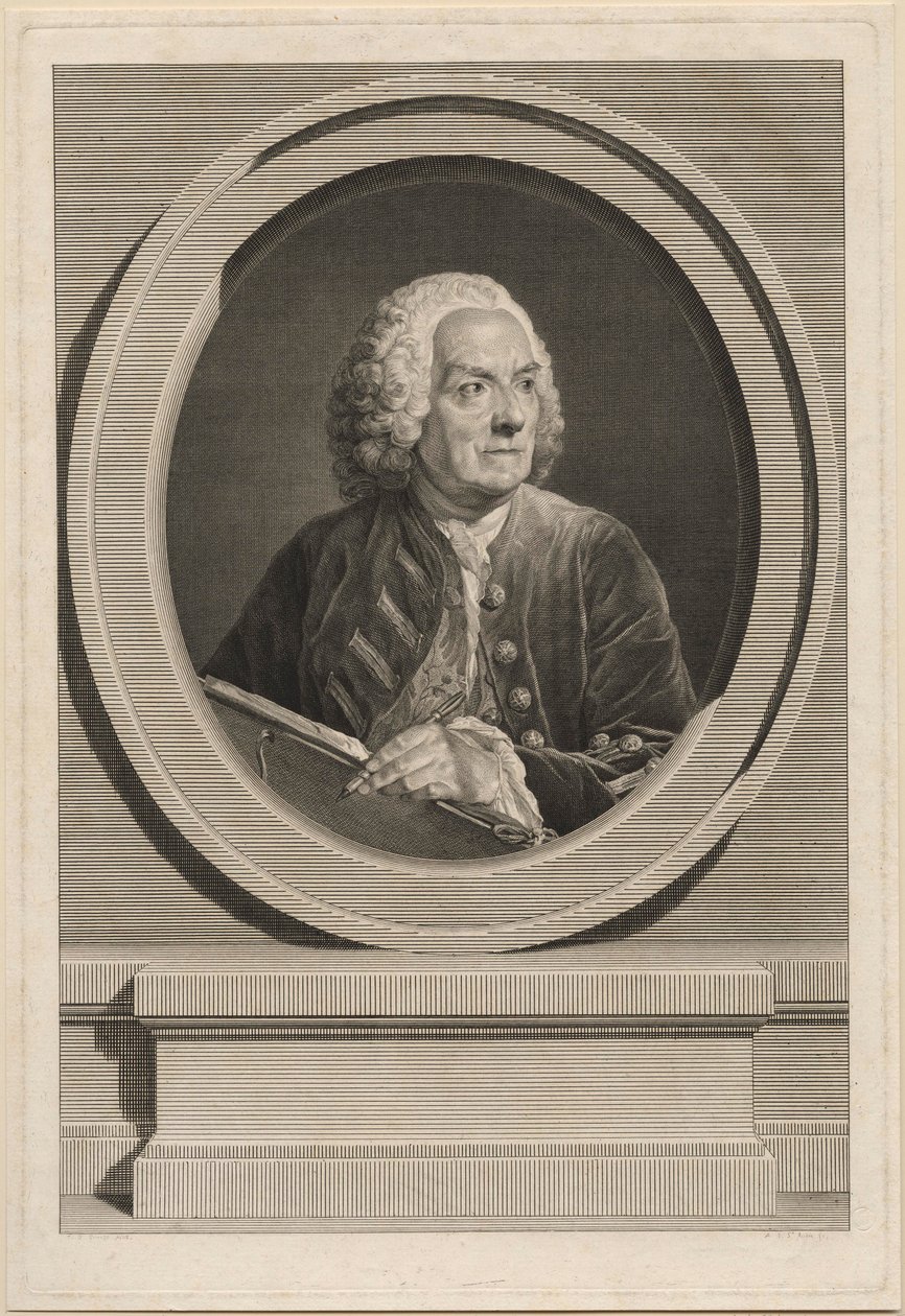 Porträtt av Louis de Silvestre av Augustin de Saint Aubin