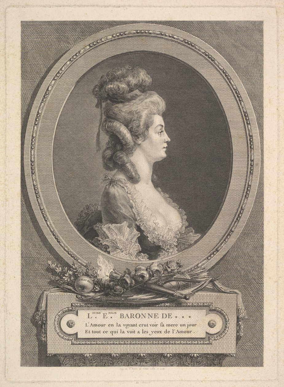 Porträtt av Louise Emilie Baronne de ***, 1779. av Augustin de Saint Aubin