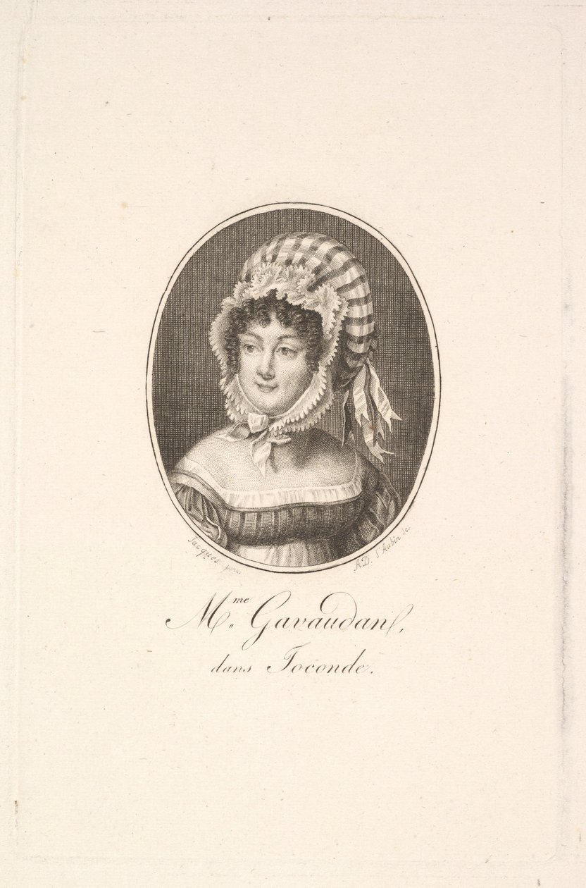 Porträtt av Madame Gavaudan. av Augustin de Saint-Aubin