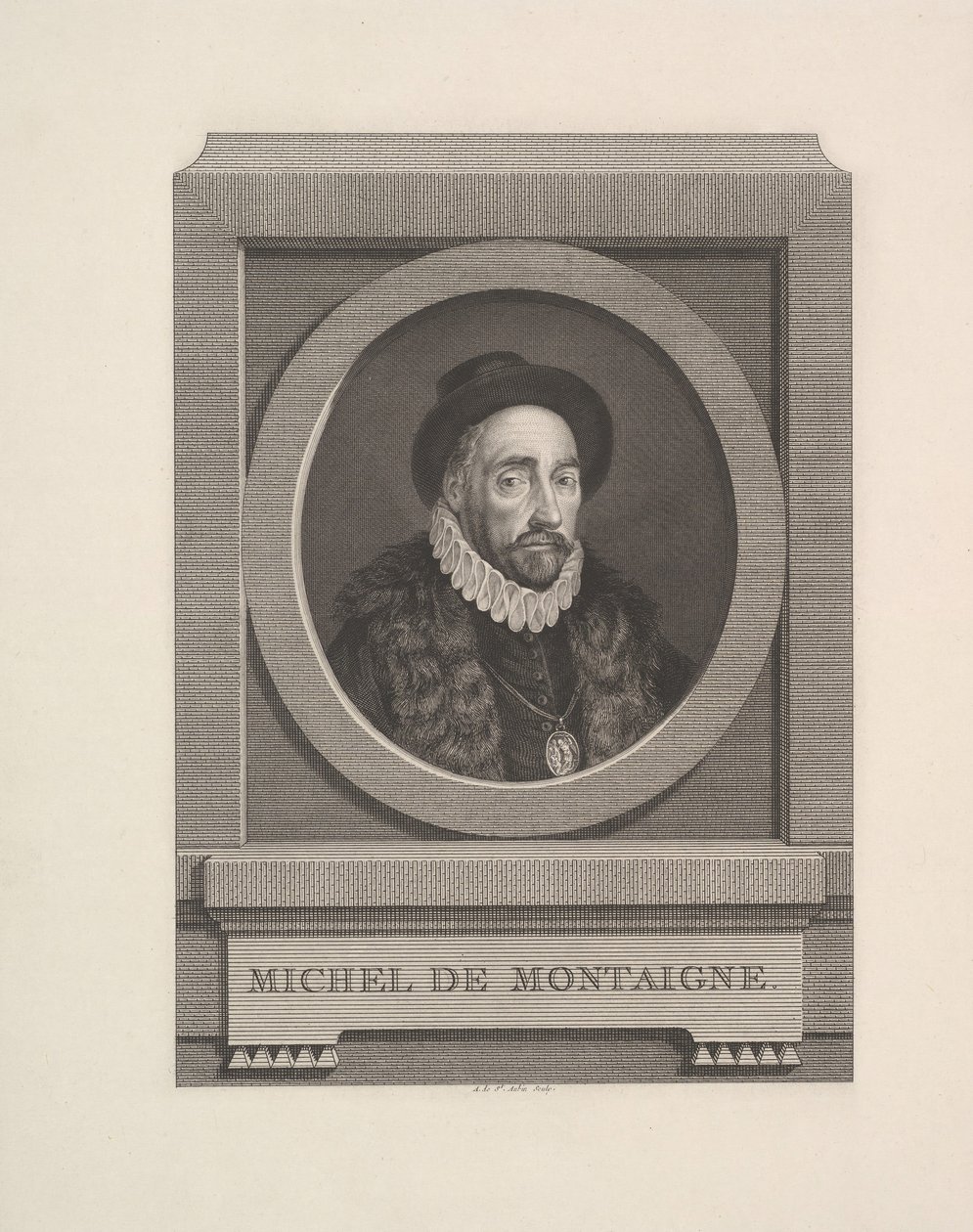 Porträtt av Michel de Montaigne, 1774. av Augustin de Saint-Aubin