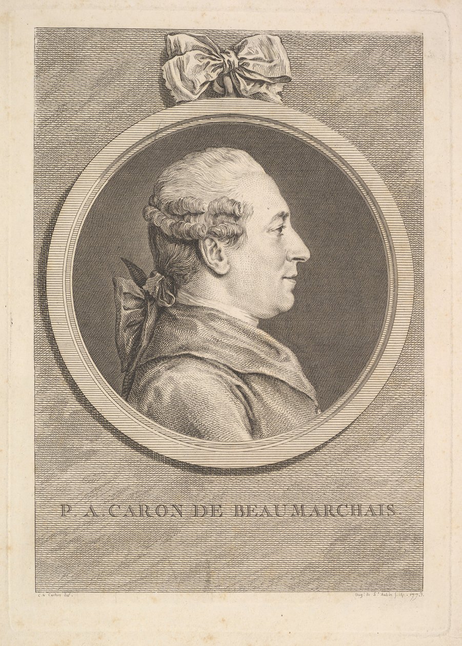 Porträtt av P.A. Caron de Beaumarchais, 1773. av Augustin de Saint Aubin