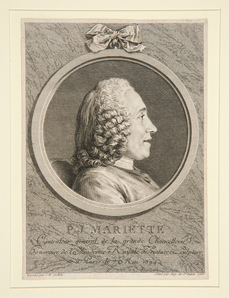 Porträtt av P.J. Mariette av Augustin de Saint Aubin