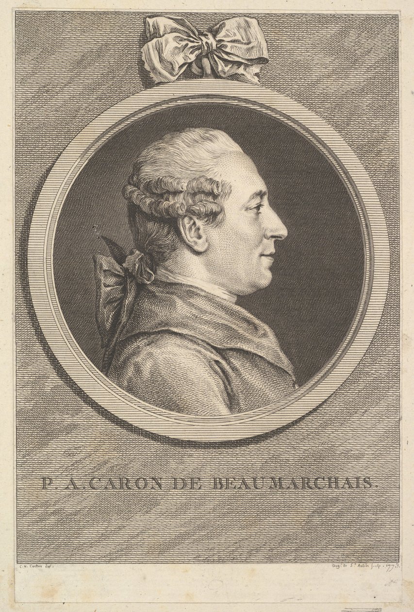 Porträtt av P.A. Caron de Beaumarchais, 1773. av Augustin de Saint Aubin