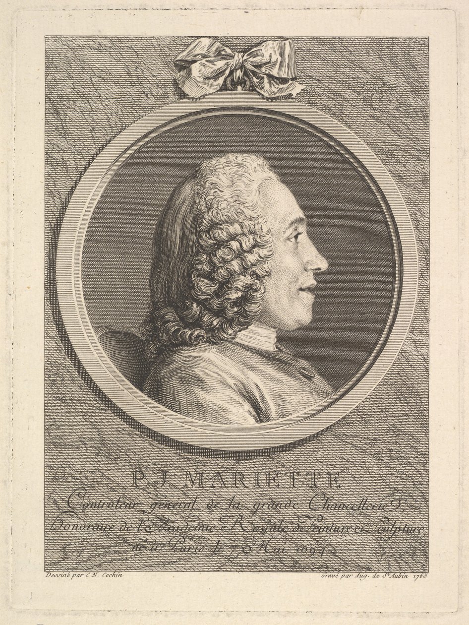 Porträtt av Pierre-Jean Mariette, 1765. av Augustin de Saint Aubin