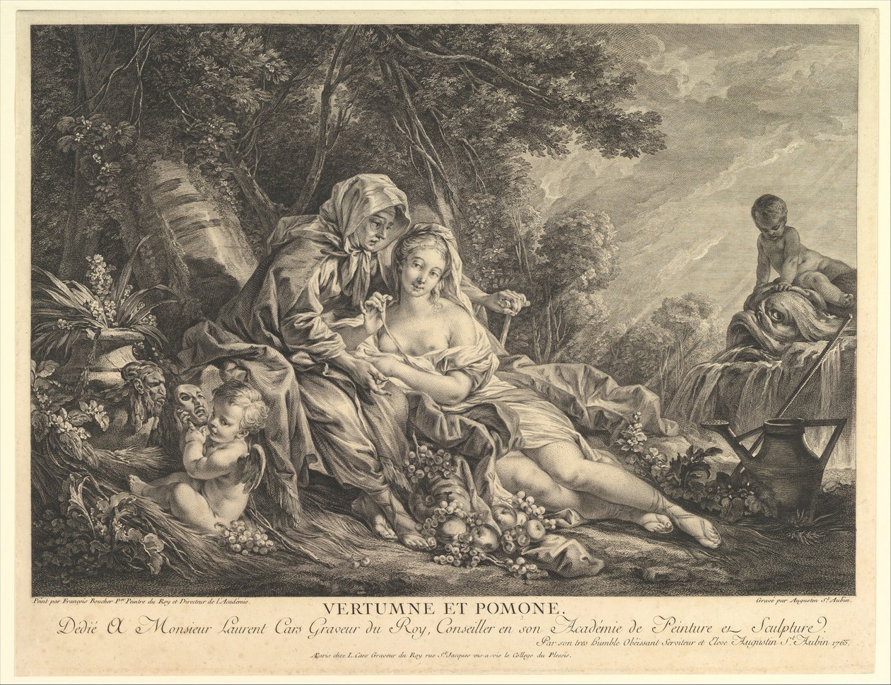 Vertumnus och Pomona, 1765. av Augustin de Saint Aubin