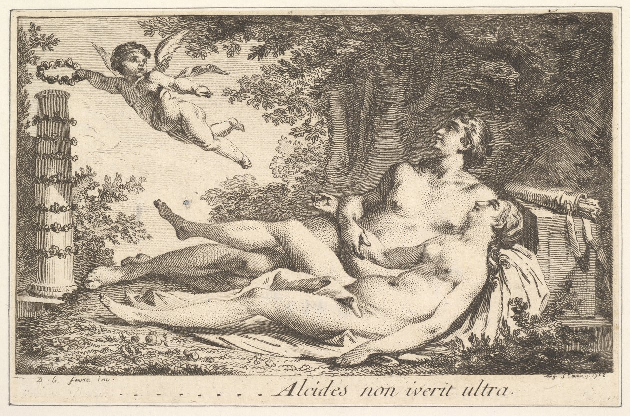 Miniatyrbild bredvid namnet på Aug. de St. Aubin Vinjett bredvid namnet Augustin de S..., 1762. av Augustin de Saint Aubin