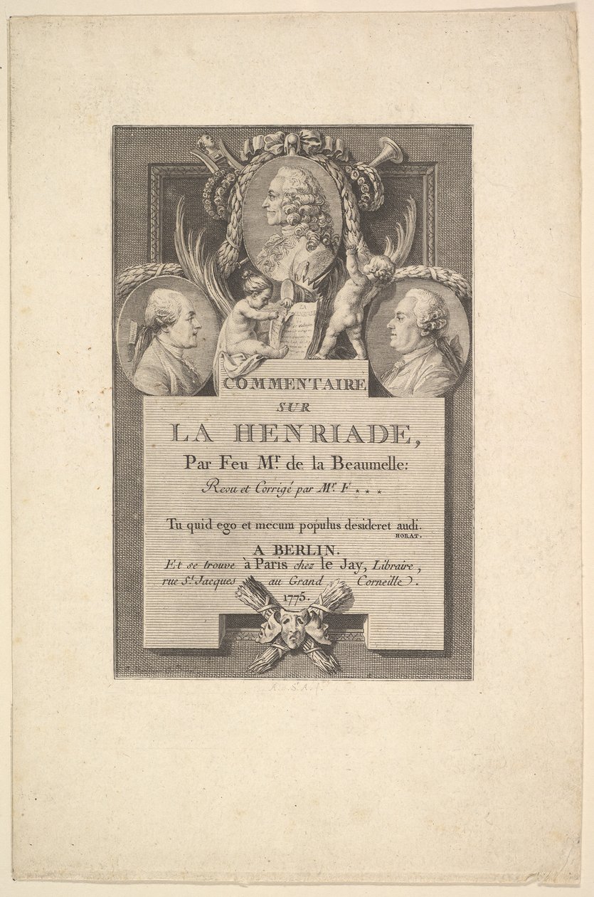 Voltaire, Fréron och Beaumelle, 1775. av Augustin de Saint Aubin