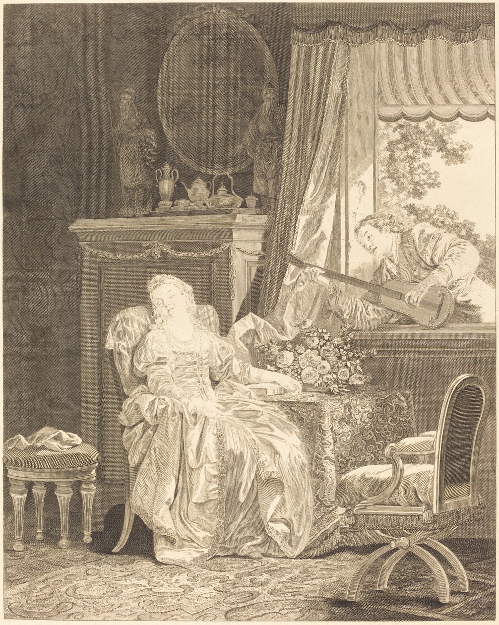 Spansk kärlek av Augustin de Saint Aubin and Noël Pruneau after Jean Baptiste Le Prince