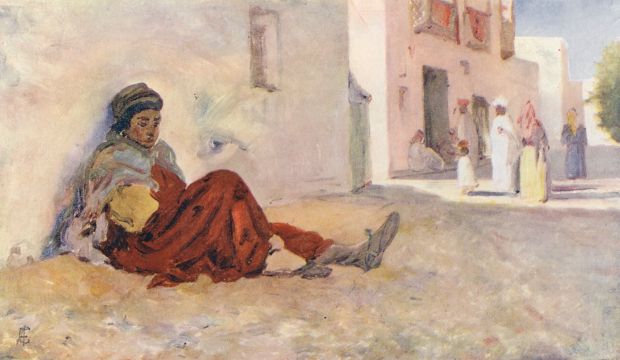 En gata i Biskra (färglitografi) av Augustine Fitzgerald