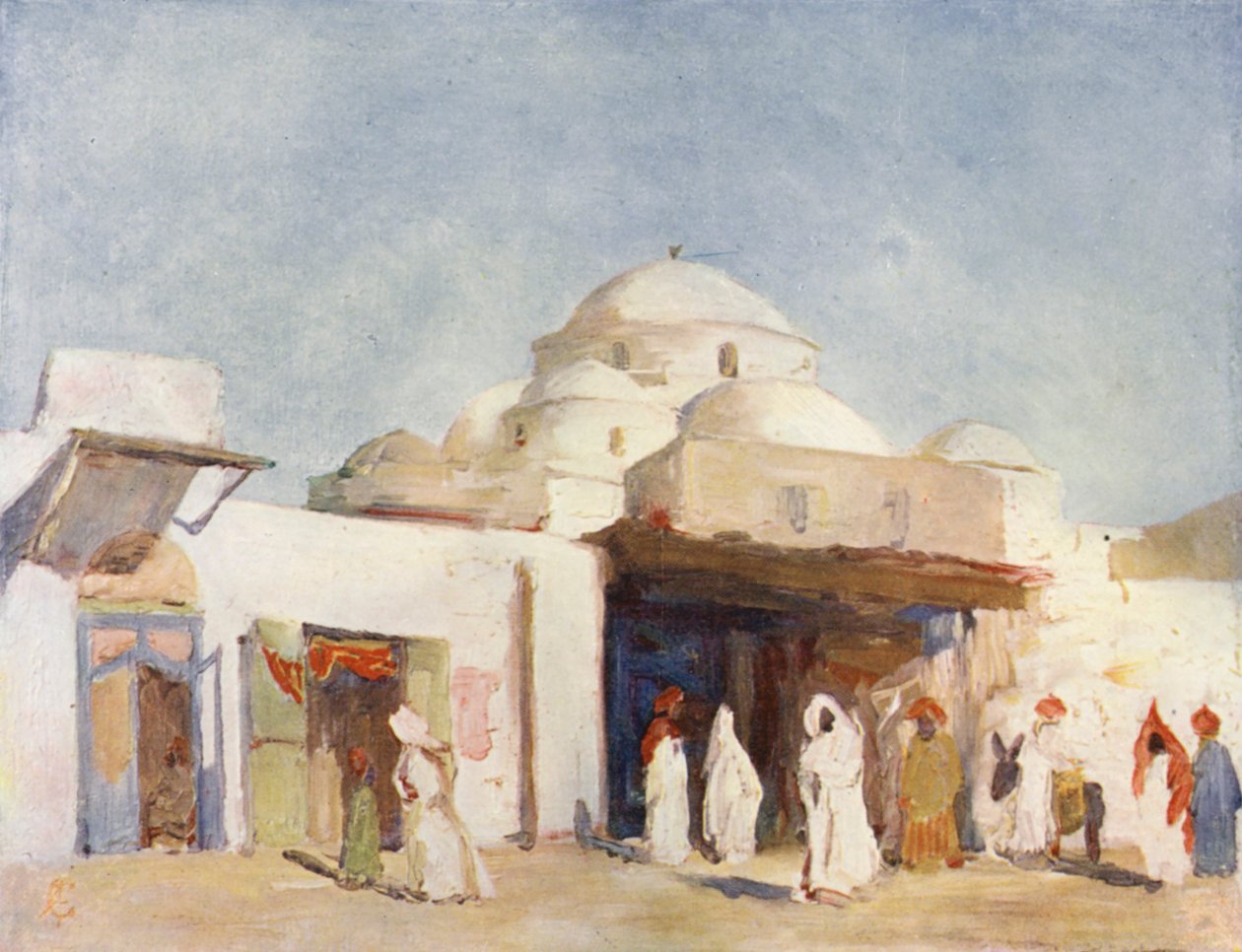Moskékupoler i Tunis (färglitografi) av Augustine Fitzgerald