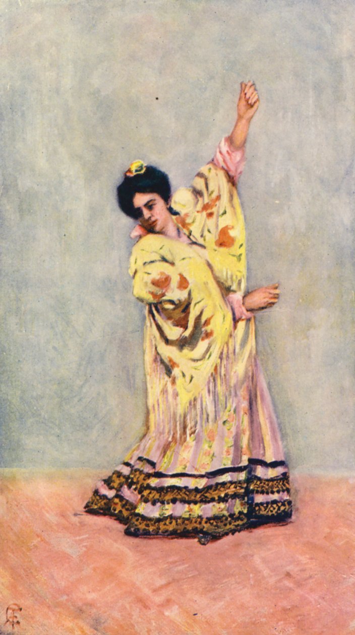 Spansk zigenare dansar tanga (färglitografi) av Augustine Fitzgerald