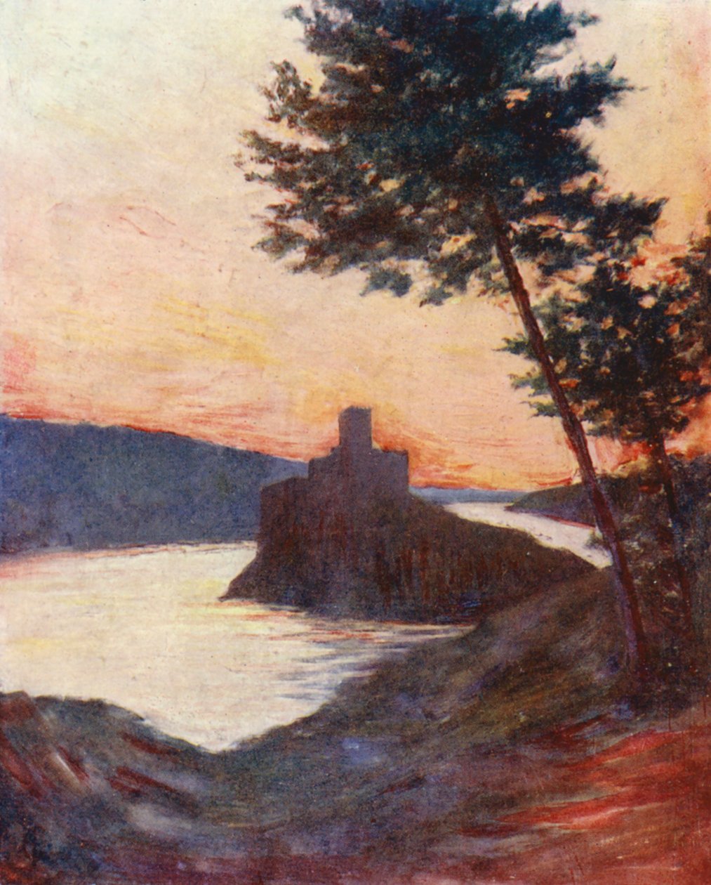 Amourels slott vid floden Tejo, Portugal (färglitografi) av Augustine Fitzgerald