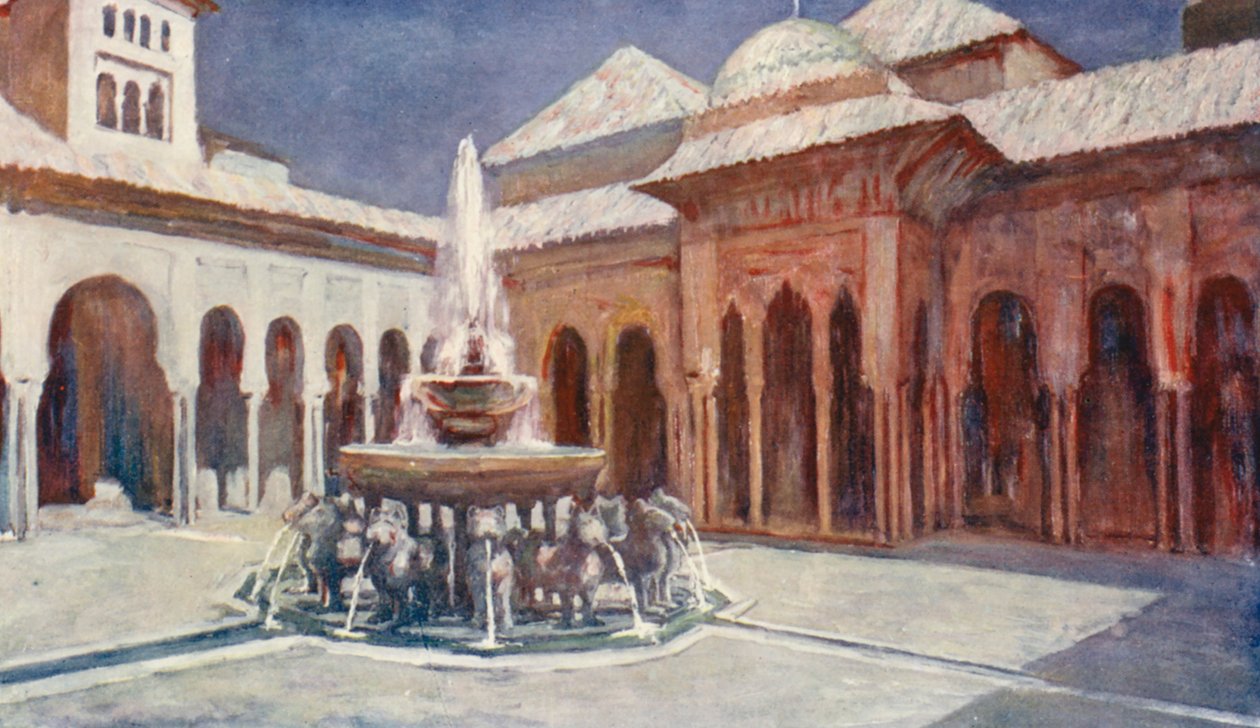 Lejonens hov, Alhambra (färglitografi) av Augustine Fitzgerald