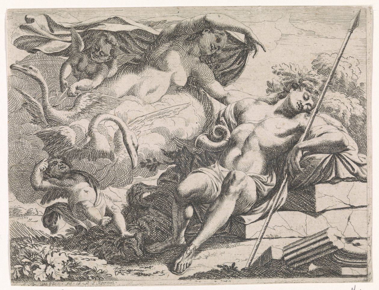 Venus tittar på den sovande Adonis av Augustinus Terwesten (I)