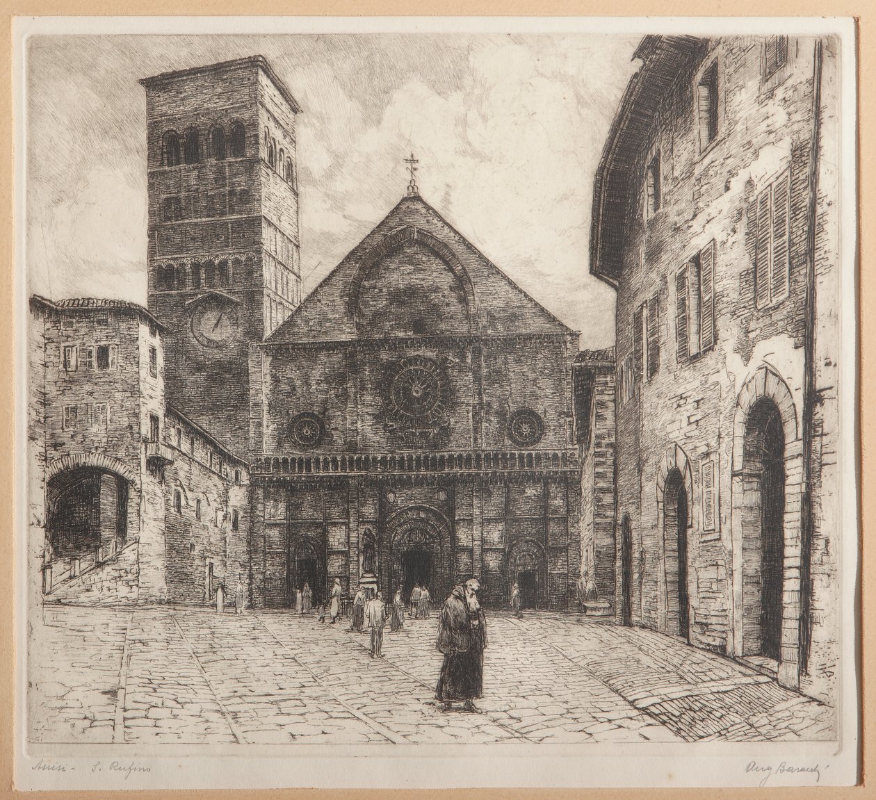 Assisi, S. Rufinus (etsning på papper) av Augusto Baracchi